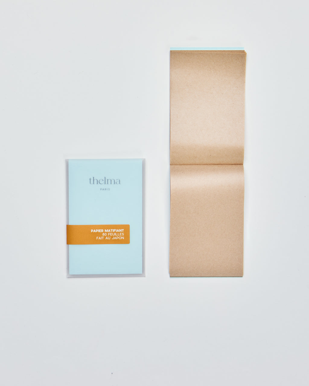 papier matifiant - couverture bleue 