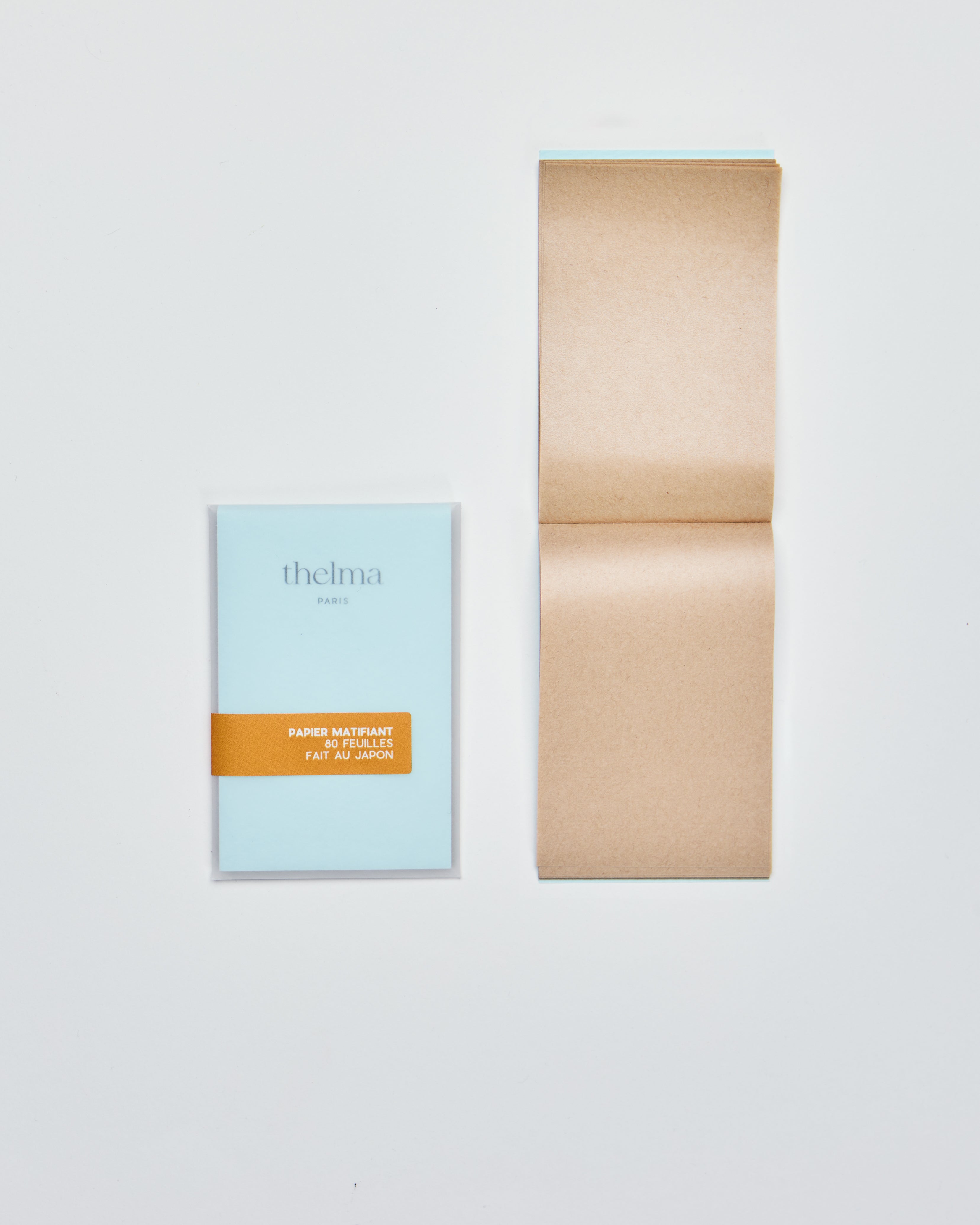 papier matifiant - couverture bleue 